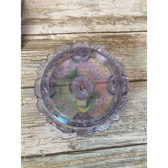 Fenton Iridescent Lavender Trinket Jar Scott K Fenton S Whitlatch Hand Painted - Picture 8 of 13